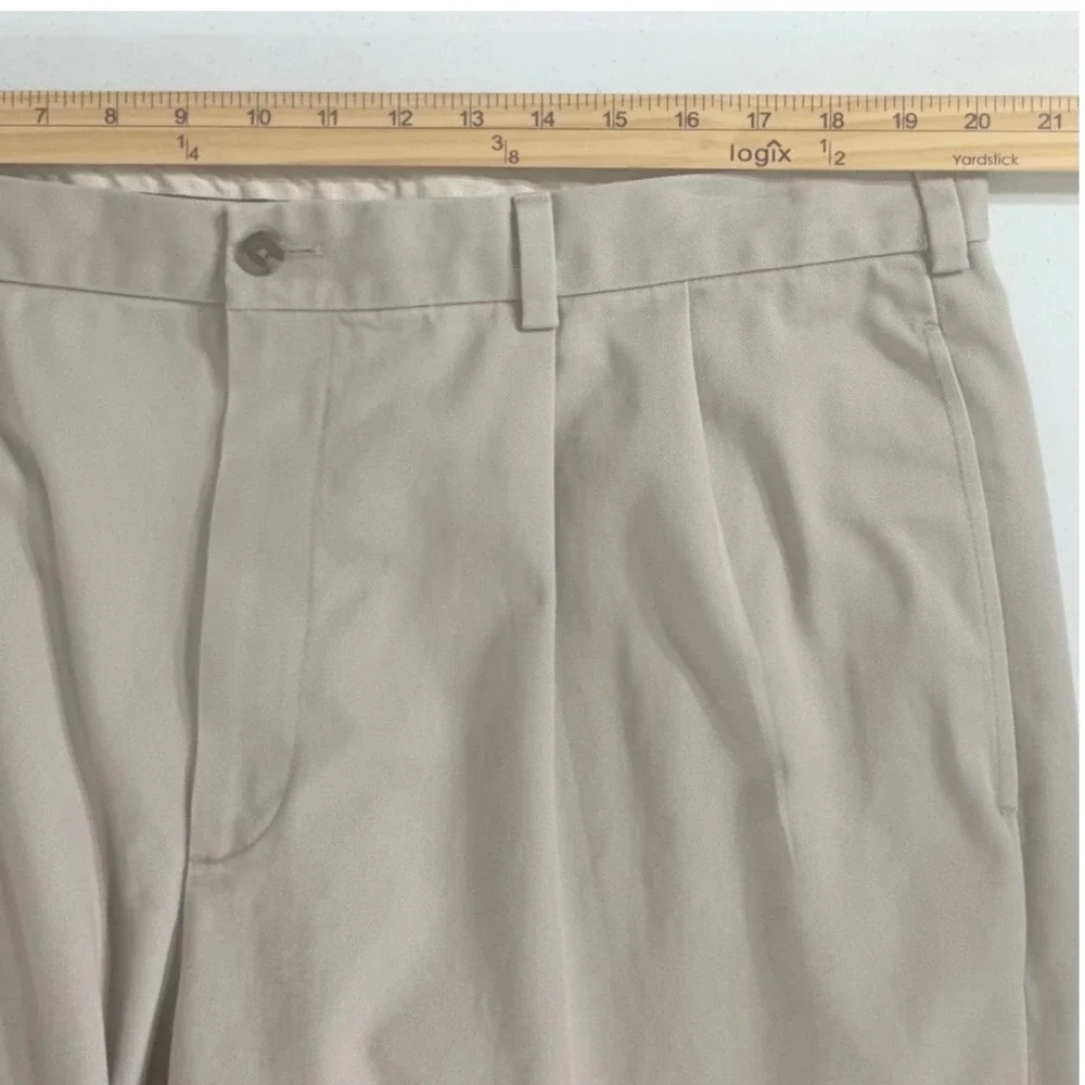 Brooks Brothers Elliot Advantage Chinos 40x30 (40x37) Tan Pleated Cuffed READ